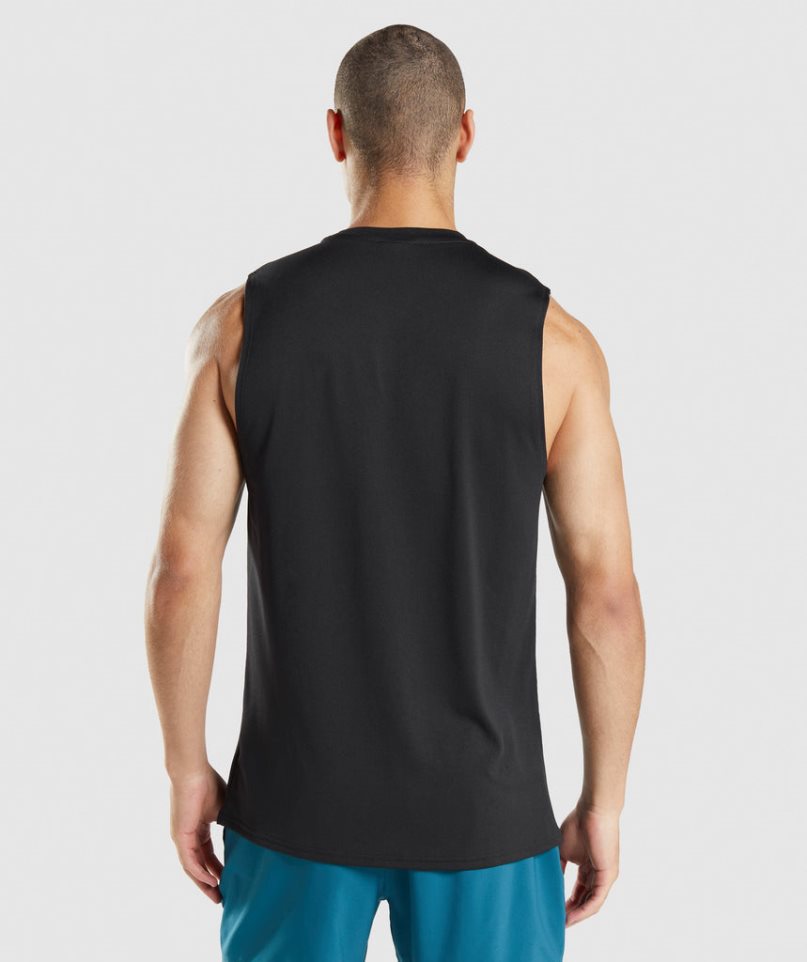 Men's Gymshark Arrival Sleeveless Tanks Black | CA 631DA8